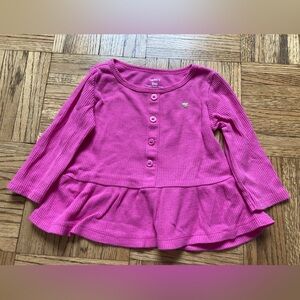 Carter's Pink Long Sleeve Peplum Thermal Top